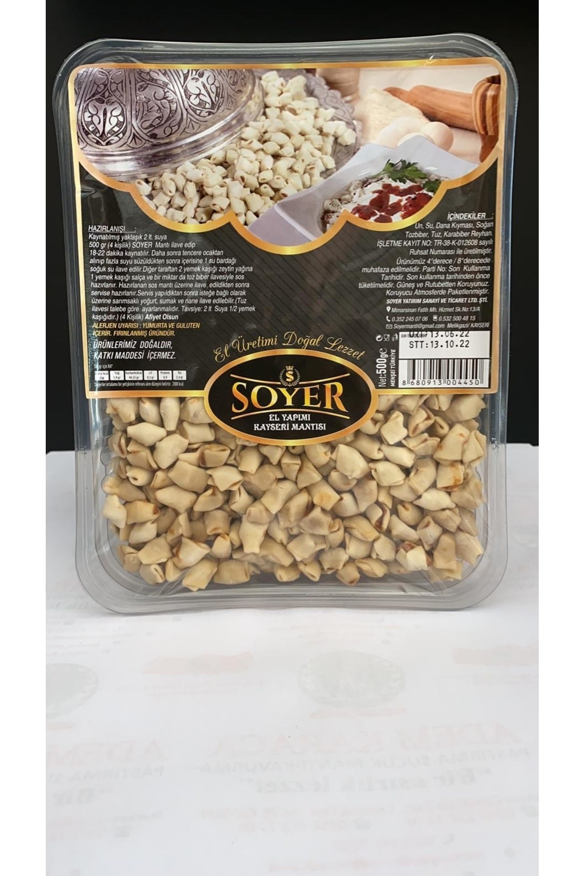 El Yapımı Kayseri Mantısı Soyer(500 gr)